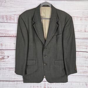Oscar De La Renta Mens 42R Brown Houndstooth Check Blazer Tweed Wool Sport Coat
